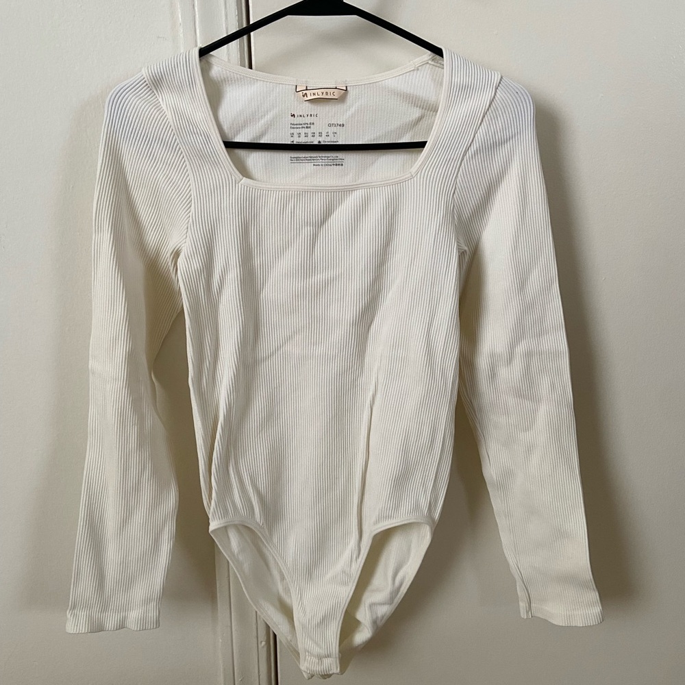 Amazon Women's White Long Sleeve Bodysuit